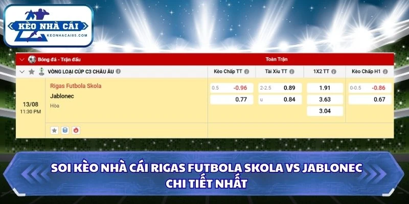 Soi Kèo Nhà Cái Rigas Futbola Skola Vs Jablonec Lúc 23H30 Ngày 13/08 - Vòng Loại C3 4 Soi kèo nhà cái Rigas Futbola Skola vs Jablonec chi tiết nhất
